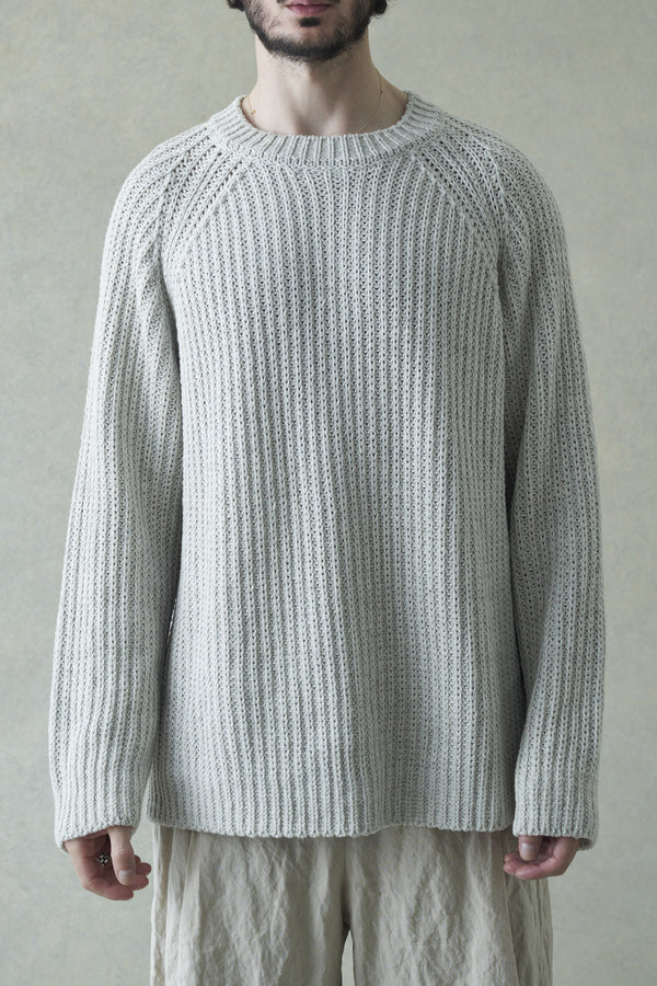 DEVOA knitted pullover SKL-CNTL white gray